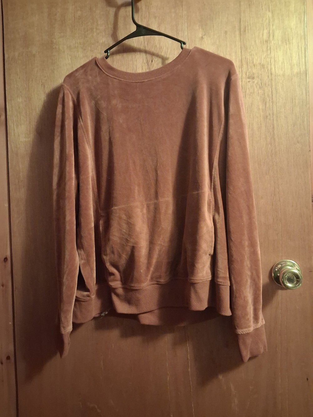 Jane and Delancey Velvet Pullover Sweatshirt Rust Brown